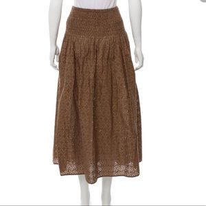 MARYSIA SWIM RESORT COCO BROWN EYELET MIDI SKIRT
